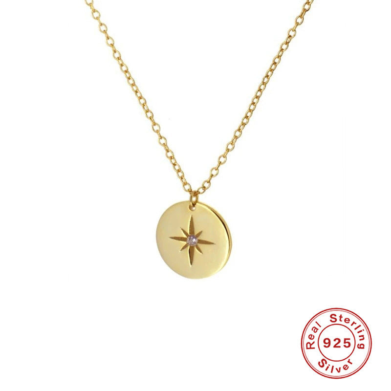 Women’s Round Octagonal Star Diamond Necklace - Sparkle Like a Star with Our Quirky Necklace