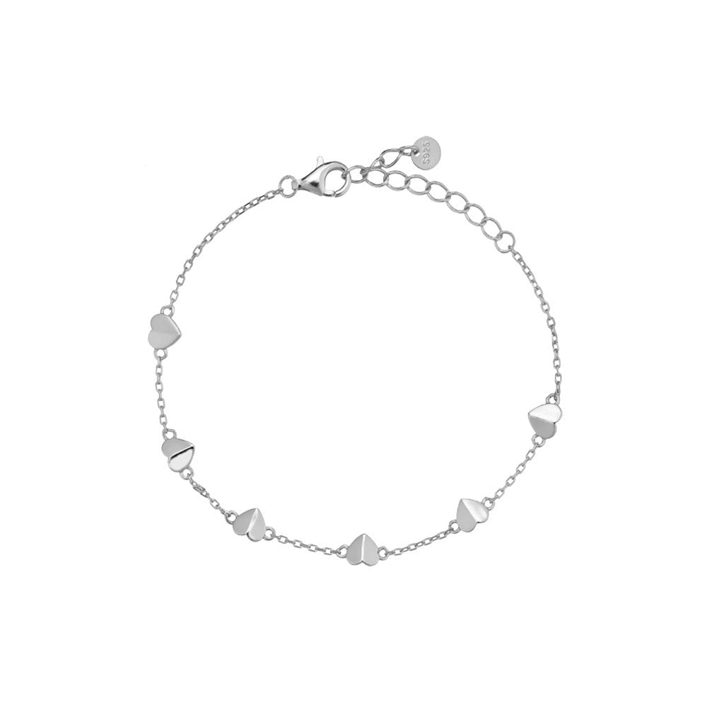 Women’s S925 Sterling Silver Cute Heart Temperamental Niche Design Simple Bracelet - Cute Heart S925 Sterling Silver