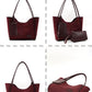 Brown SHK108 faux leather women hand and shoulder bag with wallet and makeup bag
