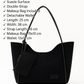 Black suede SHK108 women hand and shoulder bag with wallet and makeup bag