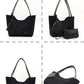 Black suede SHK108 women hand and shoulder bag with wallet and makeup bag