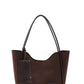 Brown suede SHK108 women hand and shoulder bag with wallet and makeup bag