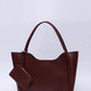 Burgundy SHK108 faux leather women hand and shoulder bag with wallet and makeup bag