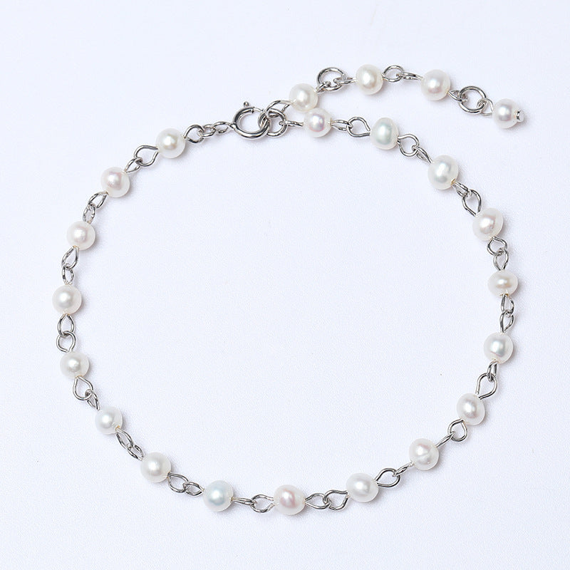 Women’s Simple All-match Vintage Pearl Bracelet - Women’s Vintage Pearl Inlay Silver Bracelet