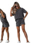 Women’s Sleeveless Polyester Shorts Set in Gray Chocolate Apricot - Teleplus Casual Wear