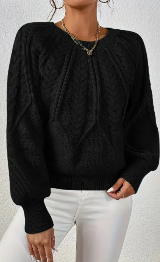 Women’s Solid Color Knit Crew Neck Top Polyester Spring Fall Pullover Shirt - Womens Teleplus