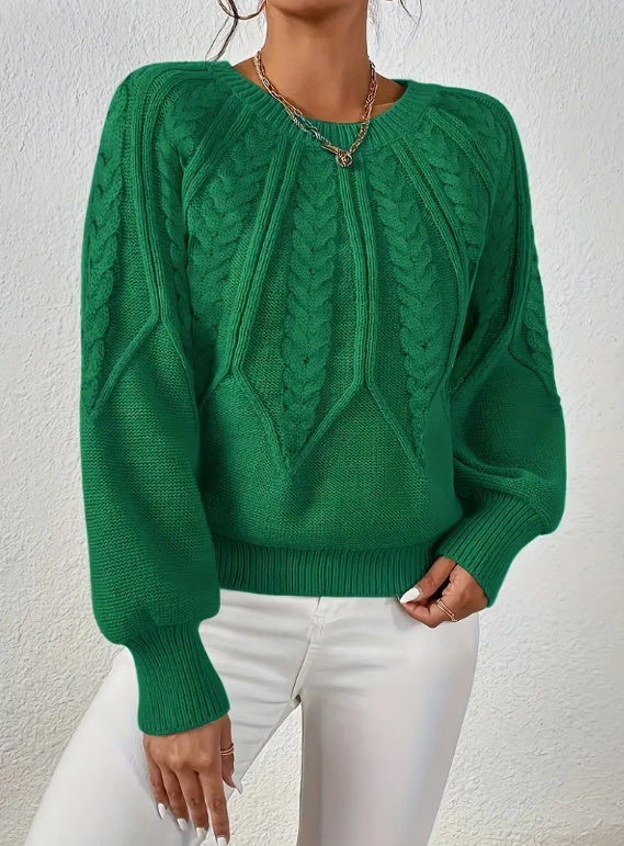 Women’s Solid Color Knit Crew Neck Top Polyester Spring Fall Pullover Shirt - Womens Teleplus