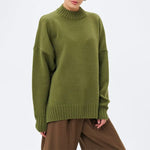 Womens Solid Color Long Sleeve Acrylic Sweater Casual Office Workwear - Teleplus