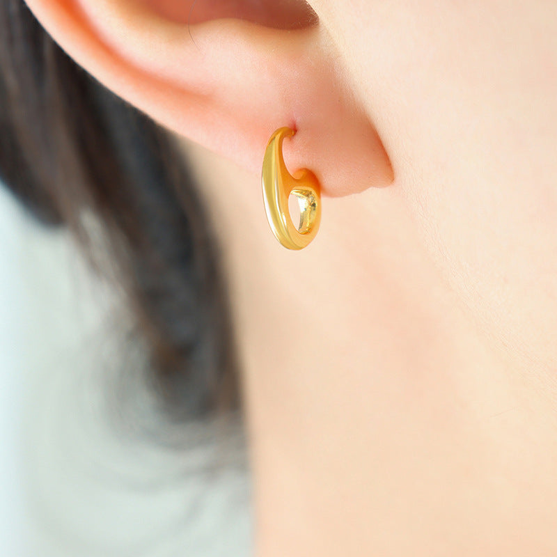 Electroplated Steel Geometric Ear Studs for Women in the United States - Shiny Stylishly Bold united states chf ear