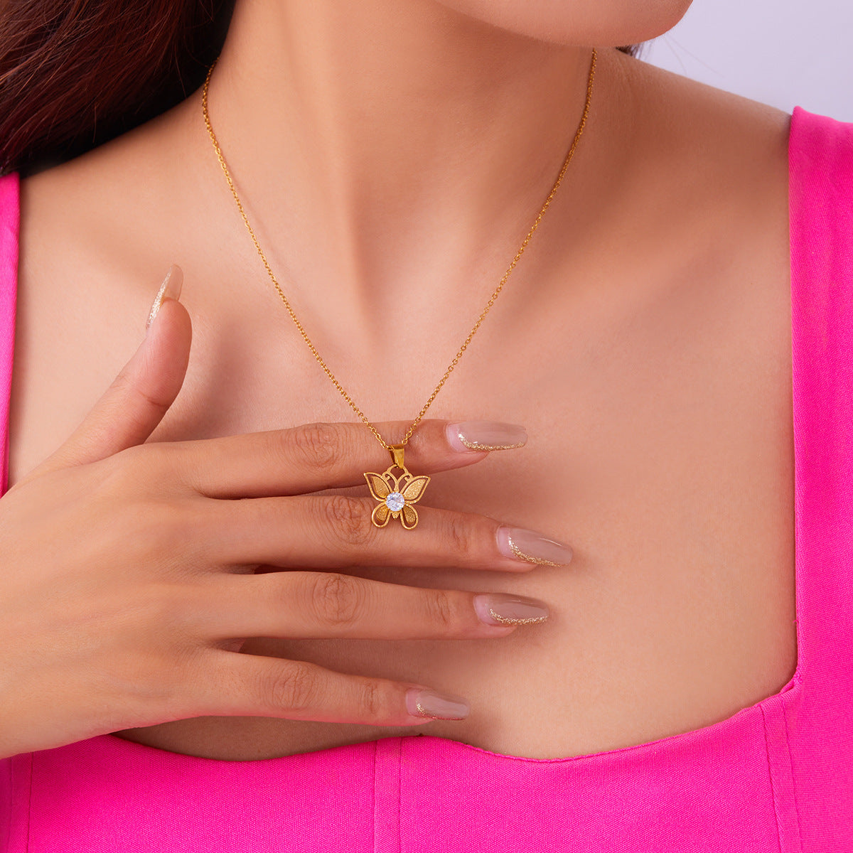 Women’s Stainless Steel Necklace Fashion with Electroplating Treatment - Womens Hollowed-out womens stainless steel