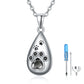 Women’s Sterling Silver Animal Paw Teardrop Urn Memorial Necklace - Pawsitively Precious Urn Necklace for Fond Memories