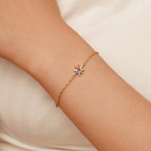 Women’s Sterling Silver Bracelet Special-interest Design Inlaid Zirconium Flowers - Women’s Silver Bracelet Inlaid