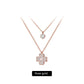 Women’s Sterling Silver Gold Clover Double-layer Clavicle Chain - Double-layer O-ring Chain for Shiny Clover Style