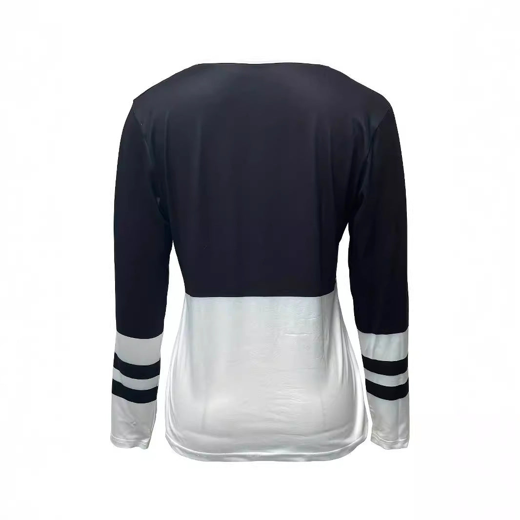 Womens Striped V Neck Long Sleeve Dress Black Milk Silk Polyester Casual Fashion - Teleplus