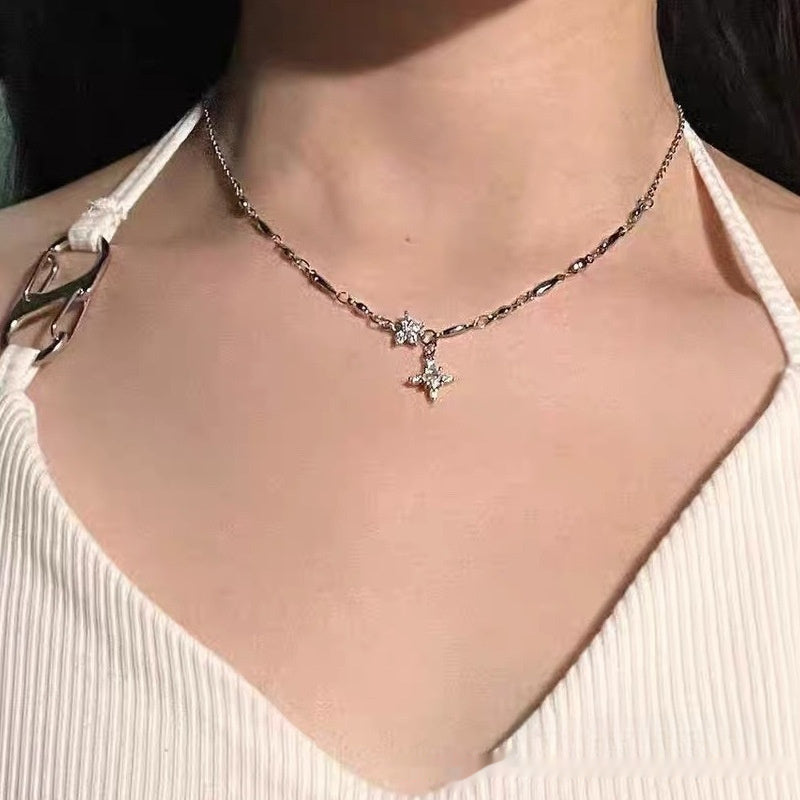 Steel Snowflake Necklace with Titanium Pendant in Gold or Platinum Finish - Women’s Jewelry titanium steel snowflake