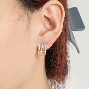 Silver and Gold Zircon Earrings for Women in United States CHF - Three-Claw to Make Your Friends Jealous united states