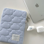 Women’s White and Blue Cotton Laptop Sleeve for 11 to 15.6 Inch Computers - 11-15.6 Teleplus