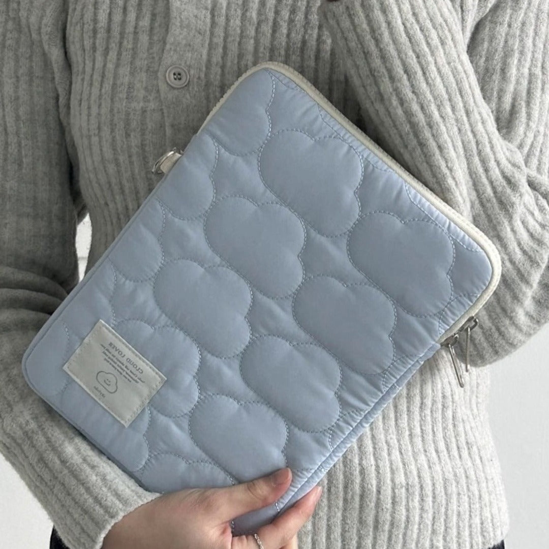 Women’s White and Blue Cotton Laptop Sleeve for 11 to 15.6 Inch Computers - 11-15.6 Teleplus