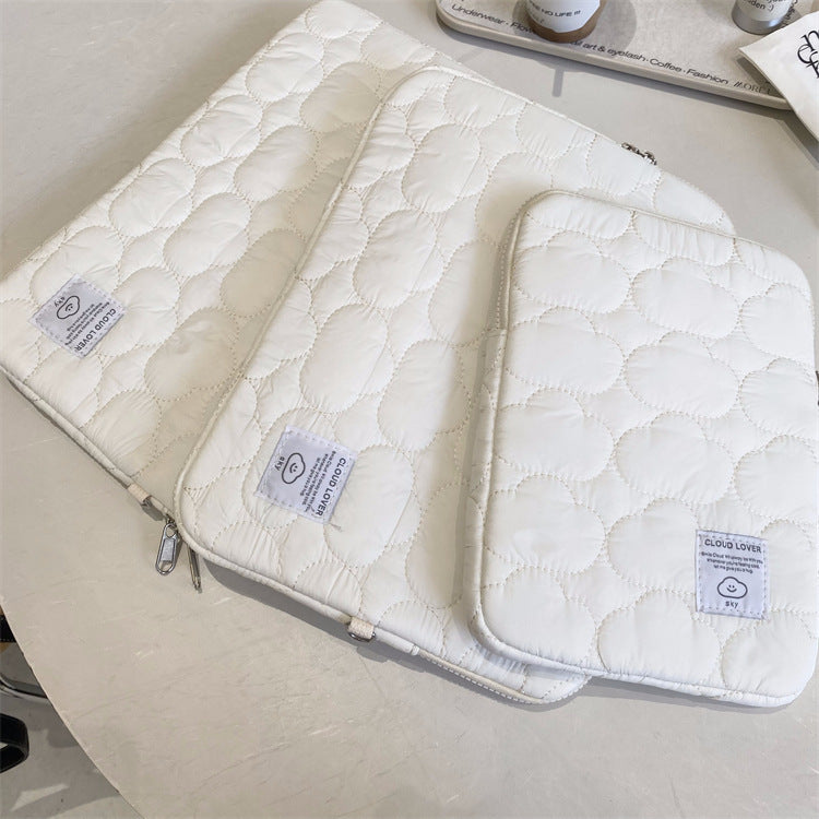 Women’s White and Blue Cotton Laptop Sleeve for 11 to 15.6 Inch Computers - 11-15.6 Teleplus