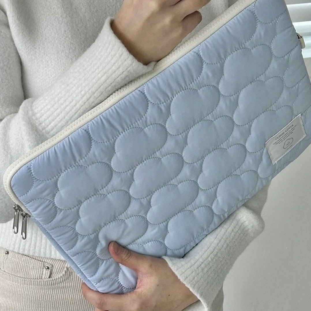 Women’s White and Blue Cotton Laptop Sleeve for 11 to 15.6 Inch Computers - 11-15.6 Teleplus