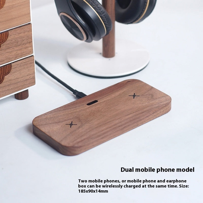 Wooden Flat Wireless Charger 15W Fast Charge for United States and CHF Devices - Your Mobile Phone with Walnut Wizard