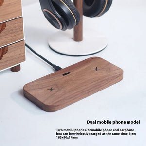 Wooden Flat Wireless Charger 15W Fast Charge for United States and CHF Devices - Your Mobile Phone with Walnut Wizard