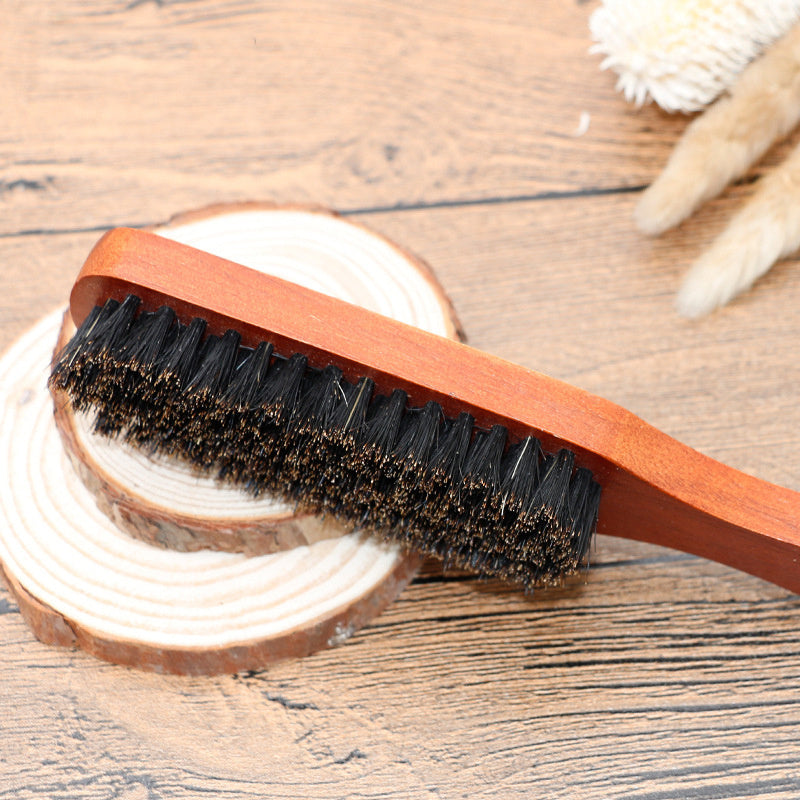Wooden Handle Pig Bristle Beard Brush for Hair and Styling - wooden handle pig bristle brush broken hair