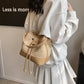 Woven Brown Apricot Milk Tea Shoulder Bag Square Crossbody Purse with Strap - Teleplus