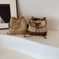 Woven Brown Apricot Milk Tea Shoulder Bag Square Crossbody Purse with Strap - Teleplus