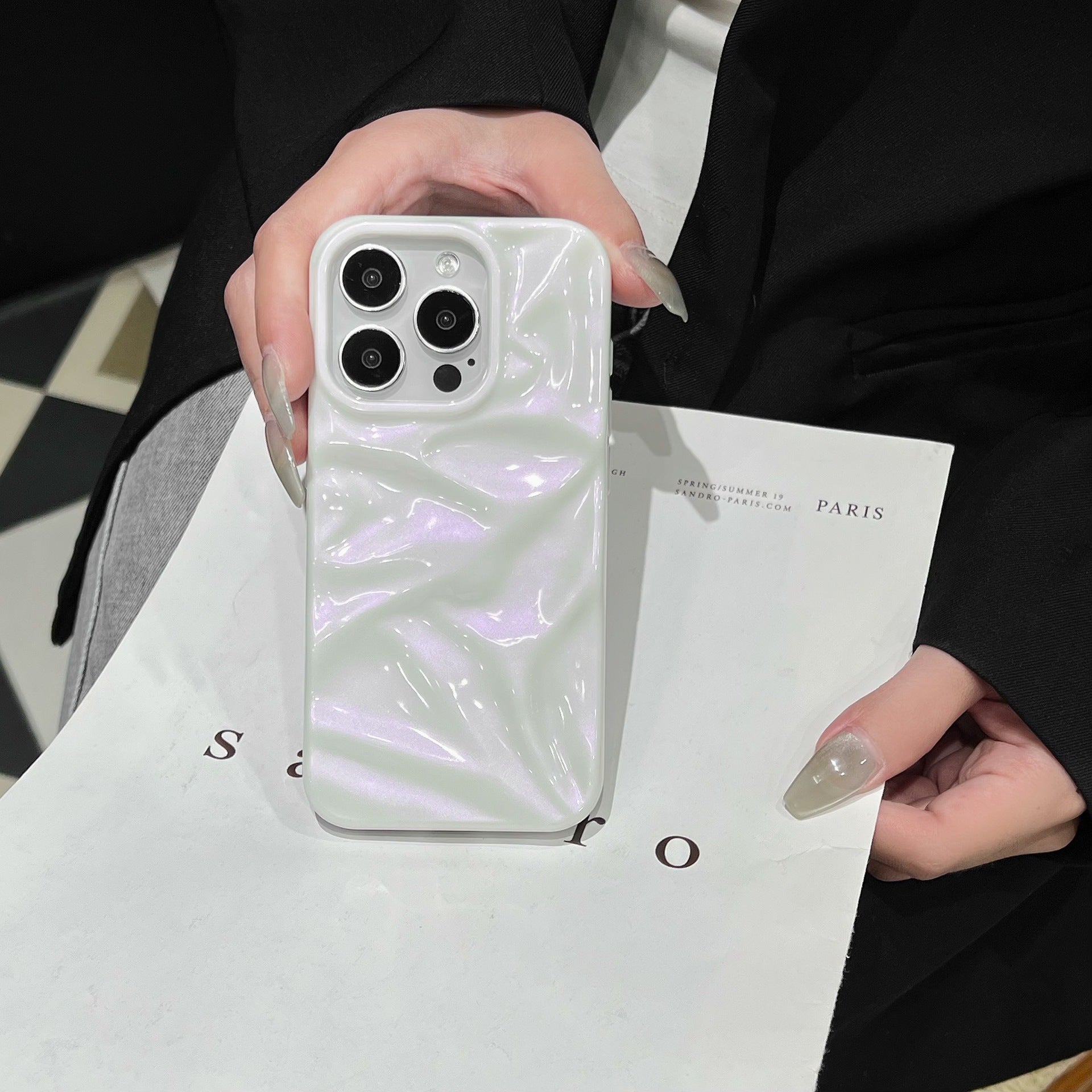 Wrinkled Phone Case Soft Shell TPU Electroplating Rose Red Black - for Those Who Love Funky Styles wrinkled phone case