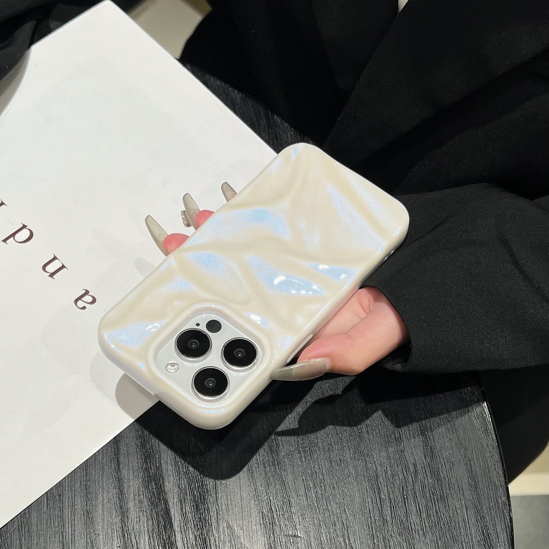 Wrinkled Phone Case Soft Shell TPU Electroplating Rose Red Black - for Those Who Love Funky Styles wrinkled phone case