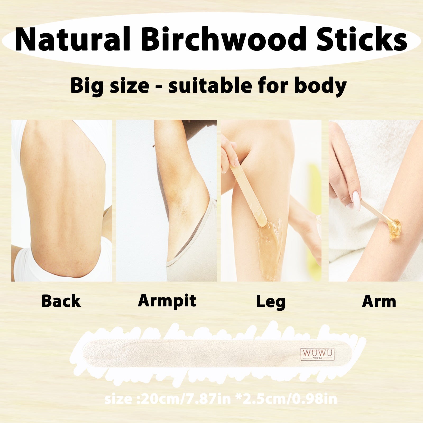 WuwuVista 60pcs Disposable Wooden Hair Removal Sticks for Personal Care - WUWUVISTA 60Pcs Stick wuwuvista disposable