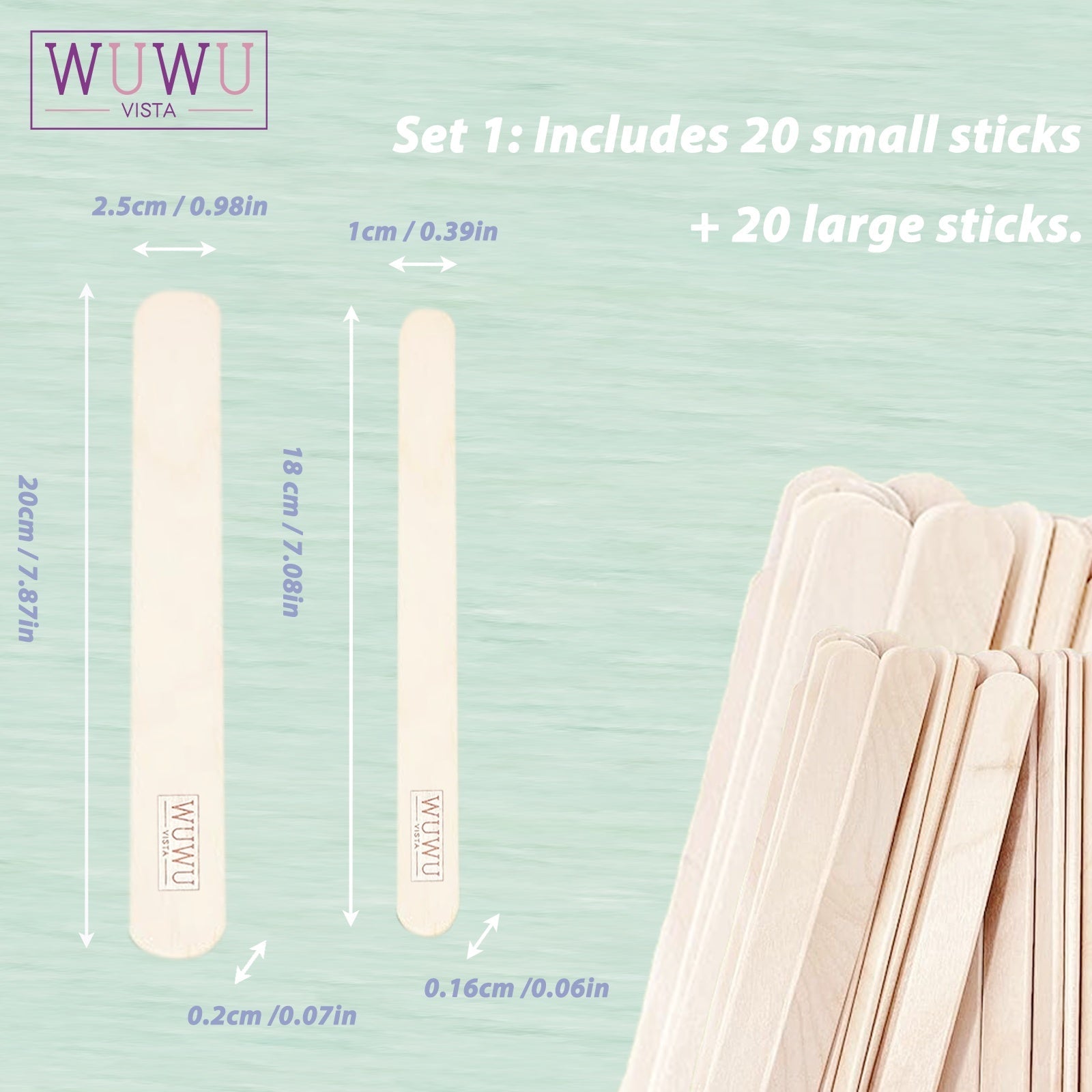 WuwuVista 60pcs Disposable Wooden Hair Removal Sticks for Personal Care - WUWUVISTA 60Pcs Stick wuwuvista disposable