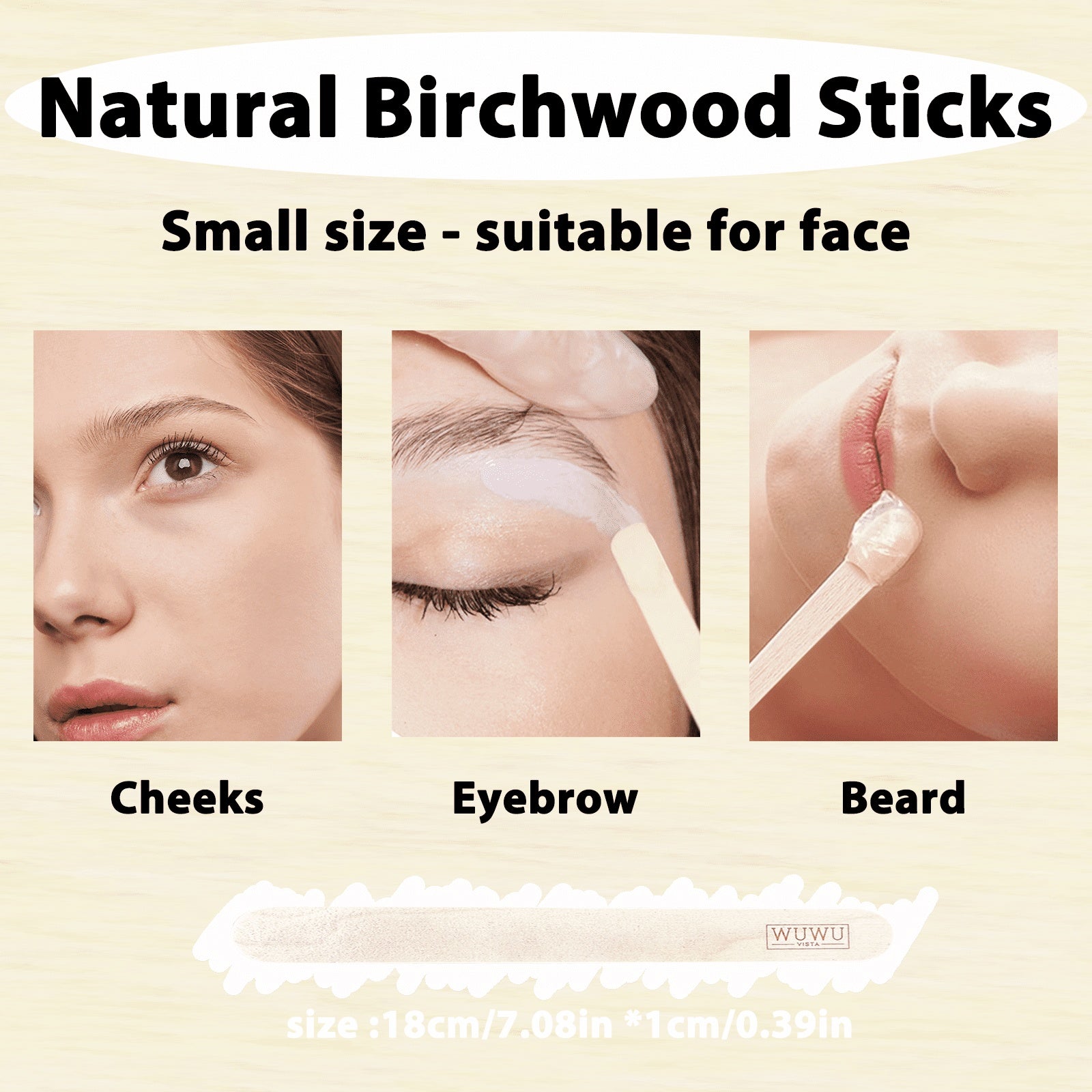 WuwuVista 60pcs Disposable Wooden Hair Removal Sticks for Personal Care - WUWUVISTA 60Pcs Stick wuwuvista disposable