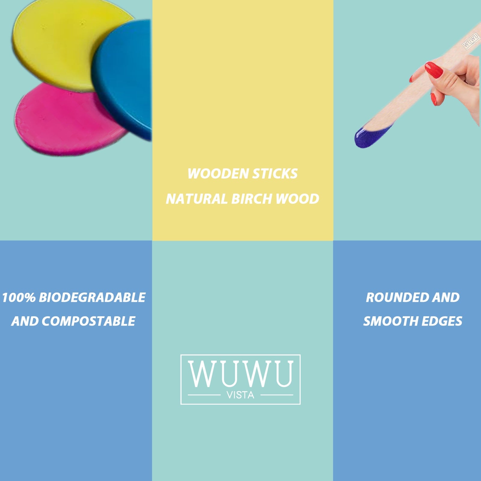 WuwuVista 60pcs Disposable Wooden Hair Removal Sticks for Personal Care - WUWUVISTA 60Pcs Stick wuwuvista disposable