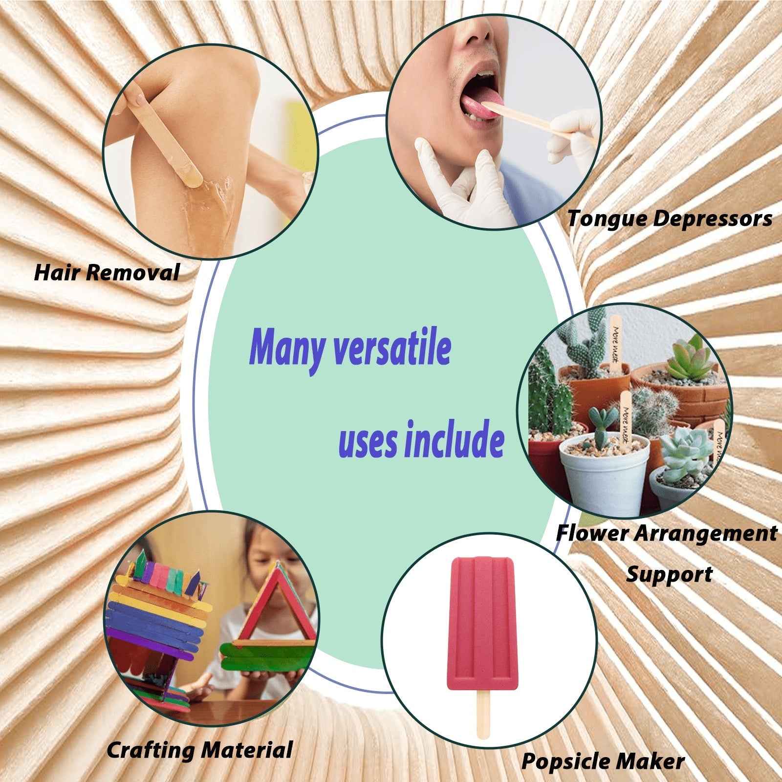 WuwuVista 60pcs Disposable Wooden Hair Removal Sticks for Personal Care - WUWUVISTA 60Pcs Stick wuwuvista disposable