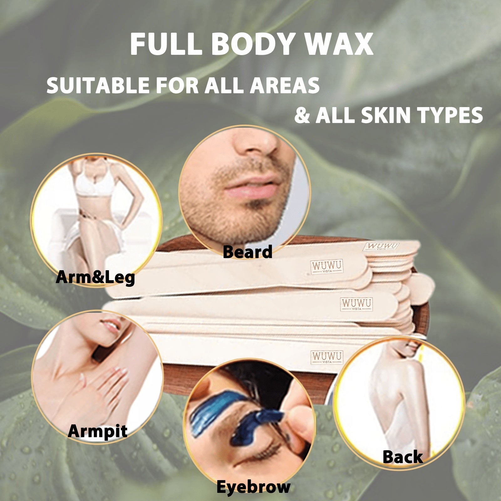 WuwuVista 60pcs Disposable Wooden Hair Removal Sticks for Personal Care - WUWUVISTA 60Pcs Stick wuwuvista disposable