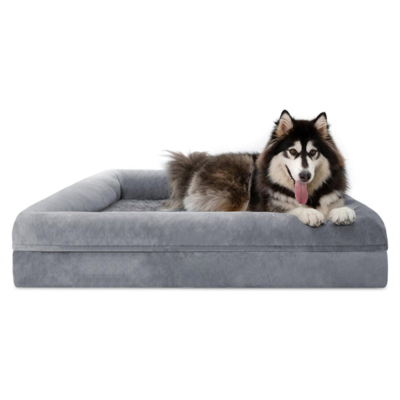 XL Dog Pet Bed Pillow Light Gray Dark Washable Soft Cloth Large Size - Teleplus pet bed