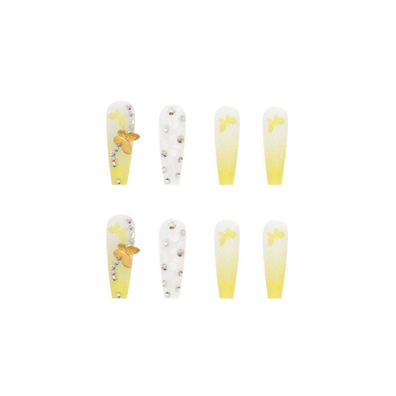 Yellow Butterfly Jelly Glue for Debris Nail Art and Shiny Diamond Embellishments - Teleplus debris nail art shiny