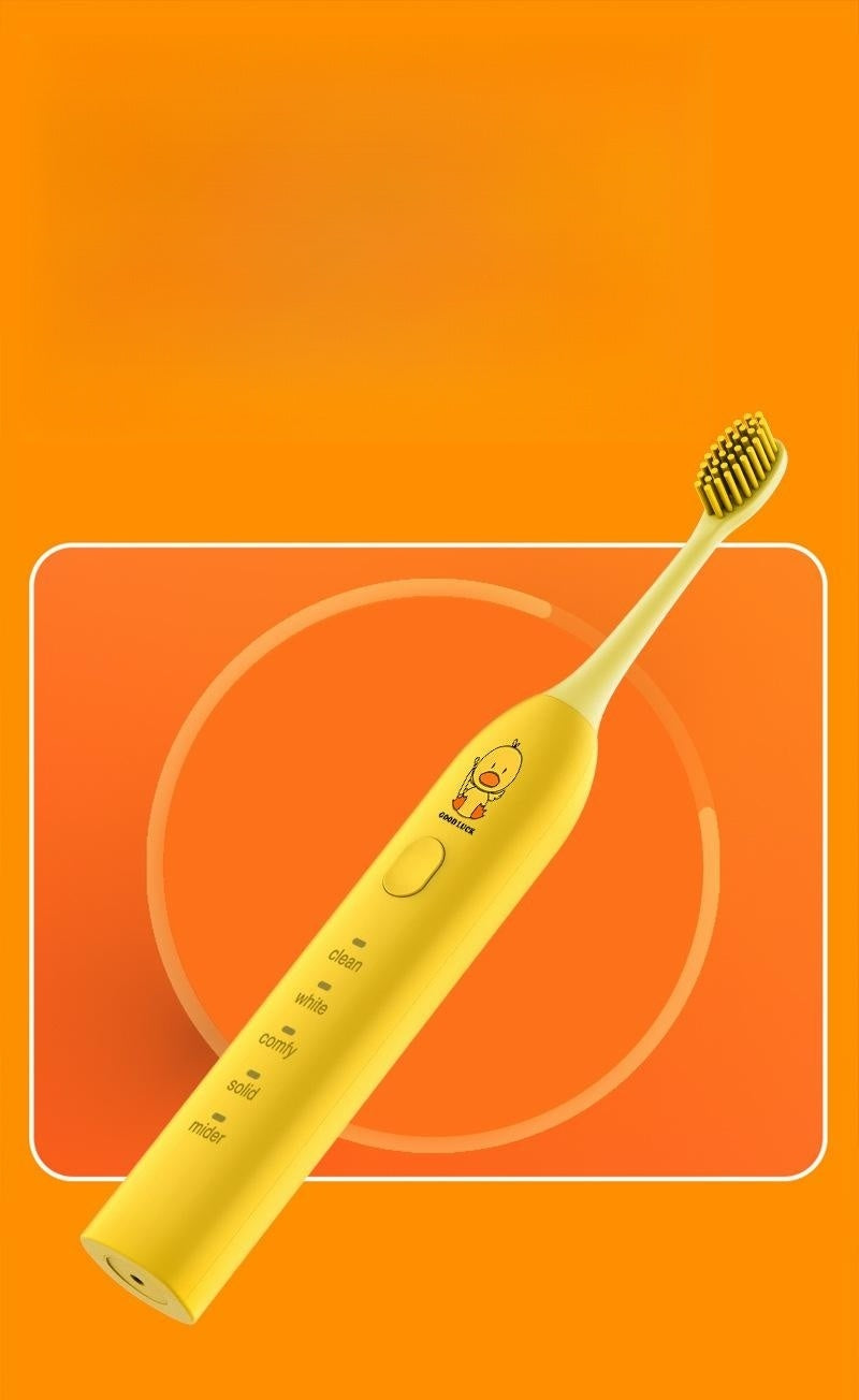 Yellow Duck Electric Toothbrush with Mute Operation and Magnetic Suspension Motor - yellow duck toothbrush mute electric