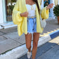 Yellow Lantern Sleeve Cardigan Loose Street Style Hipster Sweater - Teleplus lantern sleeve