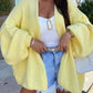 Yellow Lantern Sleeve Cardigan Loose Street Style Hipster Sweater - Teleplus lantern sleeve