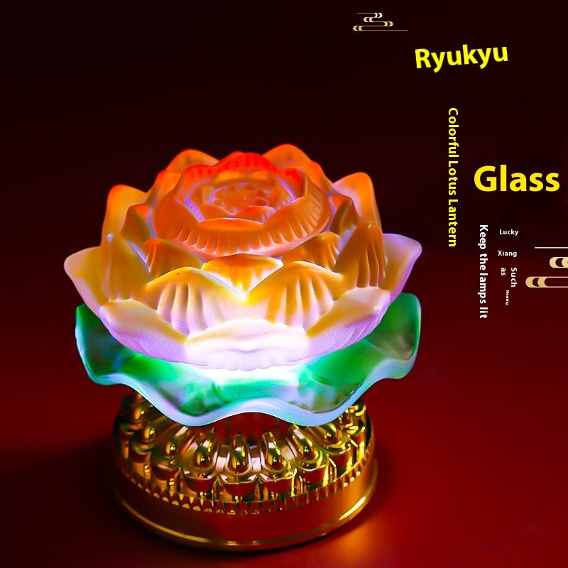 Yellow Lotus Lamp Buddha Flower Bud with Single Cup Chinese Style - for Home lotus lamp buddha