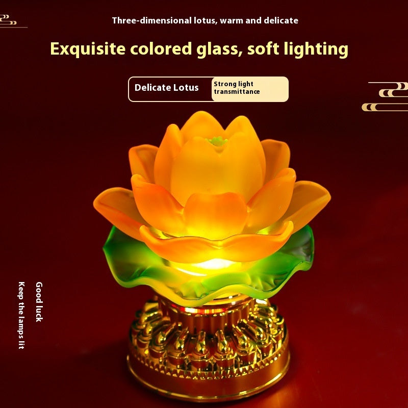 Yellow Lotus Lamp Buddha Flower Bud with Single Cup Chinese Style - for Home lotus lamp buddha