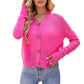 Yellow or Pink Knitted Cardigan Womens Button Up Lightweight Sweater S-XL - Teleplus knitted cardigan
