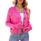 Yellow or Pink Knitted Cardigan Womens Button Up Lightweight Sweater S-XL - Teleplus knitted cardigan