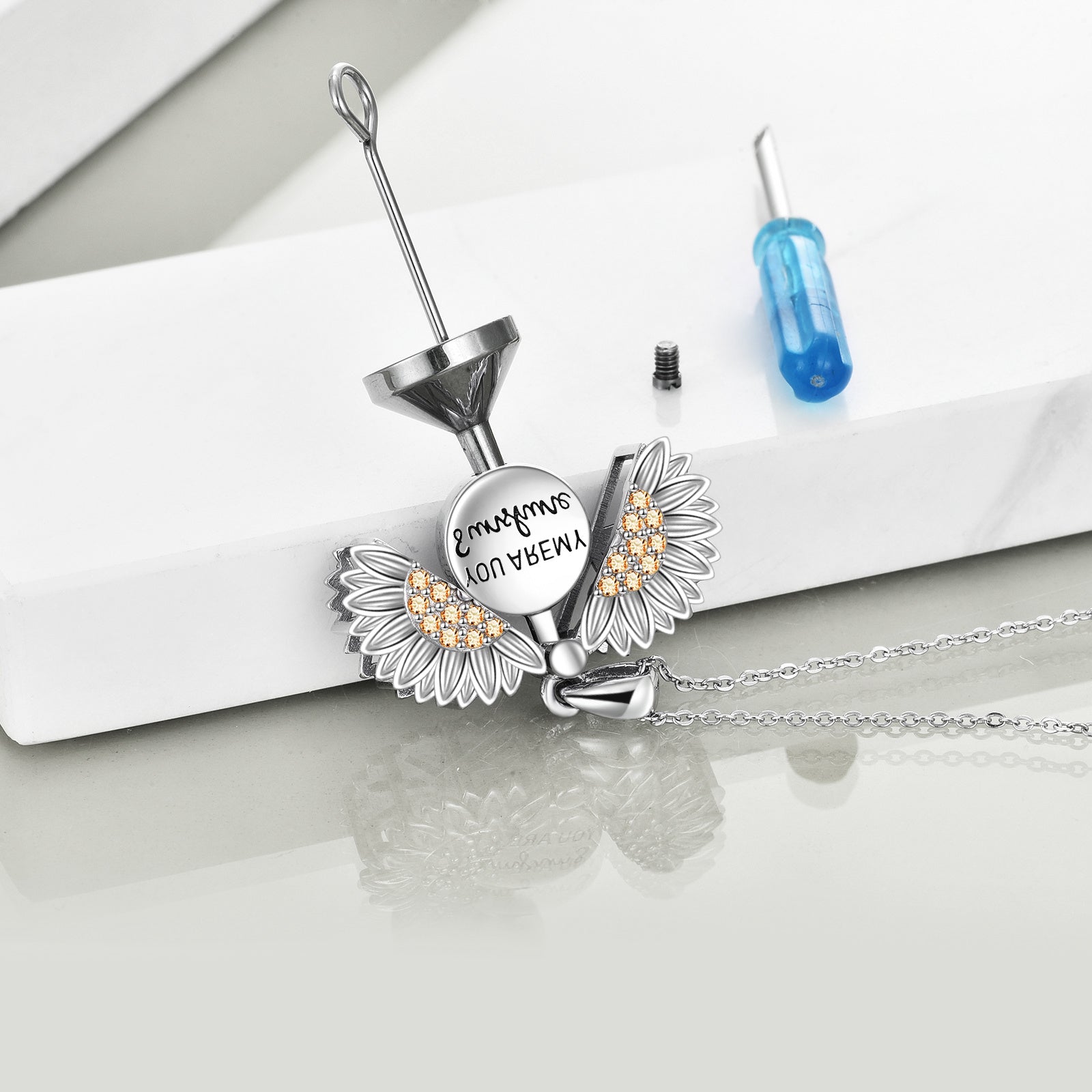 You are My Sunshine Necklace Sterling Silver Sunflower Necklace For Women Urn Necklace - You Are My Sunshine Necklace