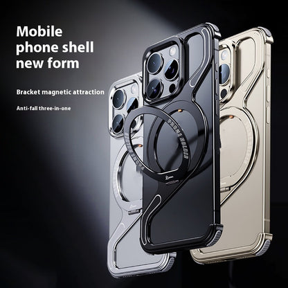 Z-type Metal Bracket Magnetic Phone Case - Z-Type Holder Shell Magnetic Phone Case for Apple