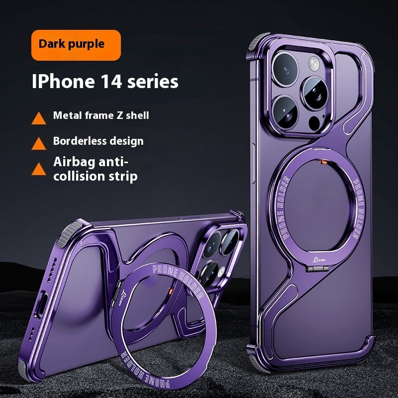 Z-type Metal Bracket Magnetic Phone Case - Z-Type Holder Shell Magnetic Phone Case for Apple