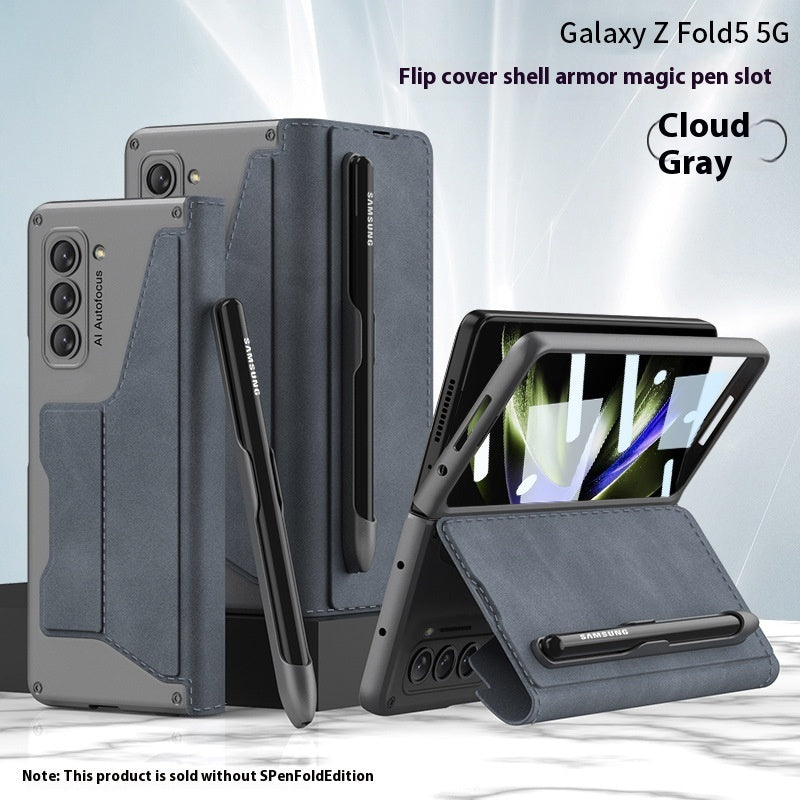 Zfold5 Phone Case with Shell Membrane Pen Slot and Cloud or Carbon Fiber Pattern - zfold5 phone case foldable screen